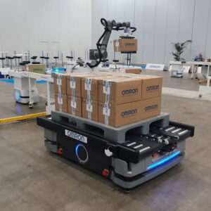 Omron HD-1500 mobile robot at Omron flexible manufacturing roadshow 2022 Helsinki