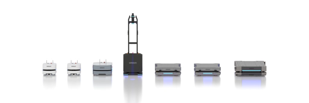 Image of OMRON AMR lineup with the new OL-450S omni-directional mobile robot